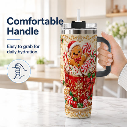 #pl[40oz|Black] Gingerbread Cocoa 40oz Tumbler, Christmas Stainless Steel Travel Cup