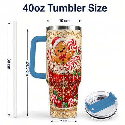 #pl[40oz|Blue] Gingerbread Cocoa 40oz Tumbler, Christmas Stainless Steel Travel Cup