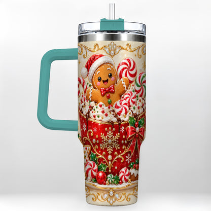 #pl[40oz|Green] Gingerbread Cocoa 40oz Tumbler, Christmas Stainless Steel Travel Cup