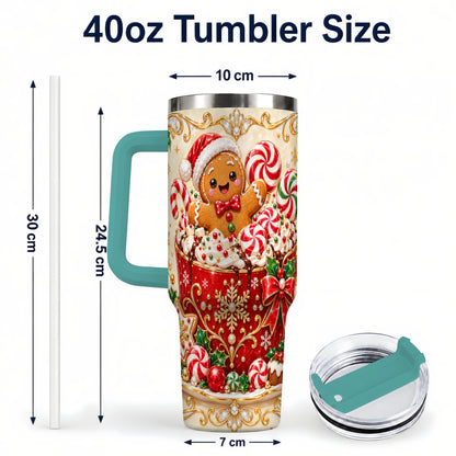 #pl[40oz|Green] Gingerbread Cocoa 40oz Tumbler, Christmas Stainless Steel Travel Cup