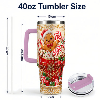 #pl[40oz|Pink] Gingerbread Cocoa 40oz Tumbler, Christmas Stainless Steel Travel Cup