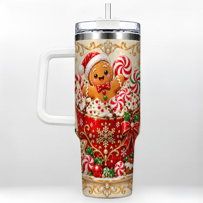 Gingerbread Cocoa 40oz Tumbler, Christmas Stainless Steel Travel Cup