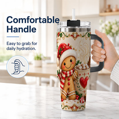 #pl[40oz|Black] Gingerbread Hot Cocoa 40oz Tumbler, Holiday Stainless Steel Travel Cup