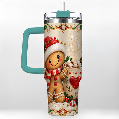 #pl[40oz|Green] Gingerbread Hot Cocoa 40oz Tumbler, Holiday Stainless Steel Travel Cup