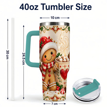 #pl[40oz|Green] Gingerbread Hot Cocoa 40oz Tumbler, Holiday Stainless Steel Travel Cup