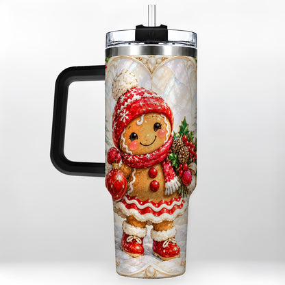 #pl[40oz|Black] Gingerbread Girl 40oz Tumbler, Christmas Stainless Steel Travel Cup