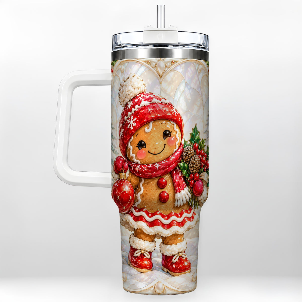 Gingerbread Girl 40oz Tumbler, Christmas Stainless Steel Travel Cup