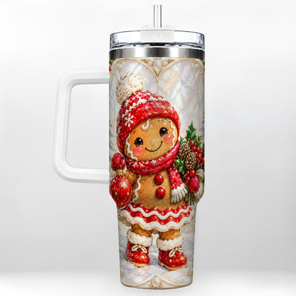 Gingerbread Girl 40oz Tumbler, Christmas Stainless Steel Travel Cup