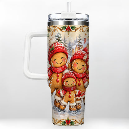 Gingerbread Family Tumbler 40oz, Christmas Stainless Steel Travel Cup