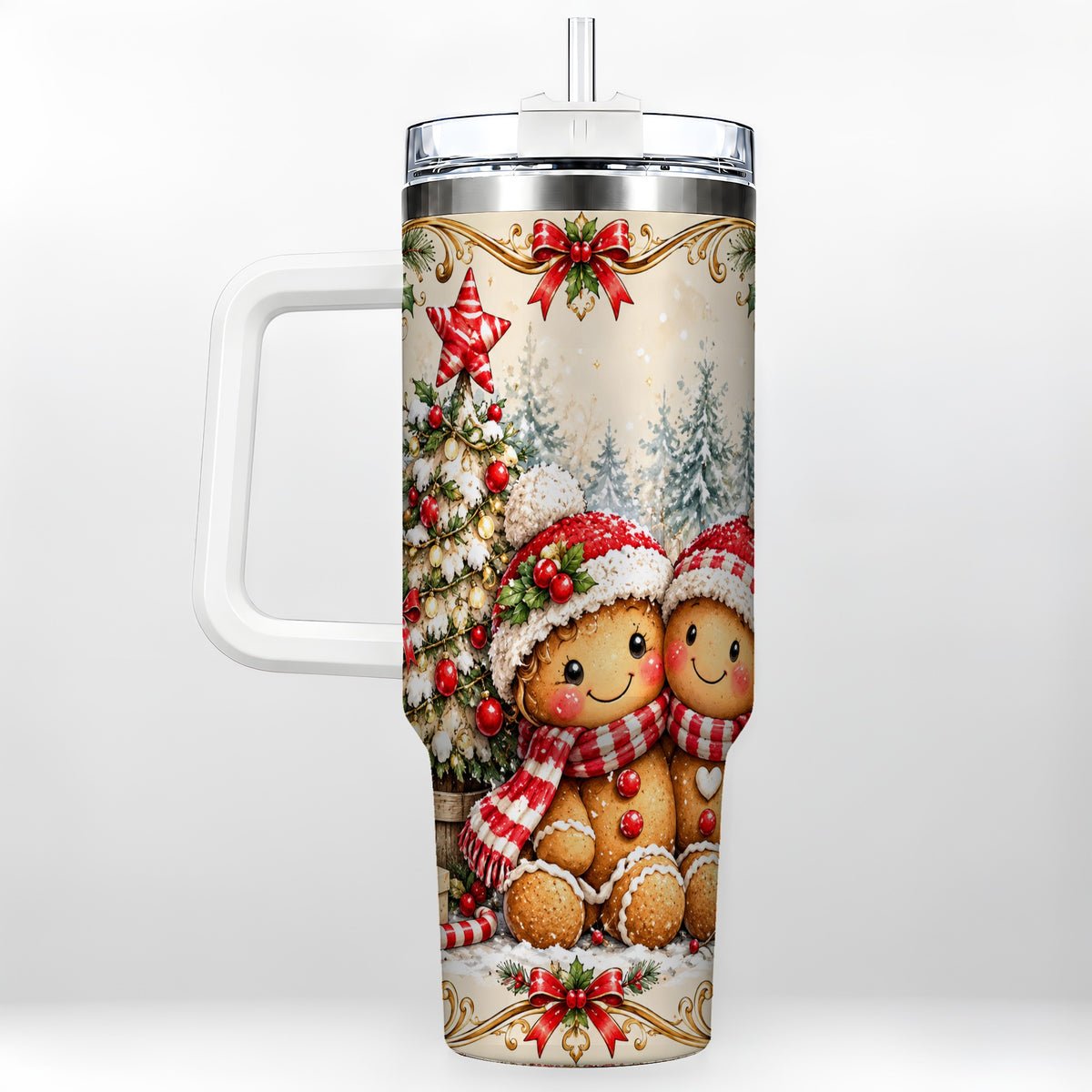 Gingerbread Couple Tumbler 40oz, Christmas Stainless Steel Travel Cup