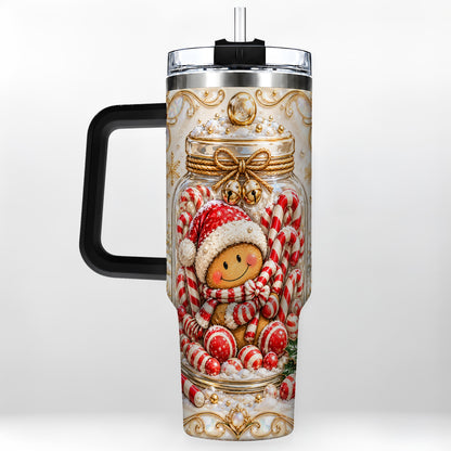 #pl[40oz|Black] Gingerbread Candy Jar Tumbler 40oz, Christmas Stainless Steel Travel Cup