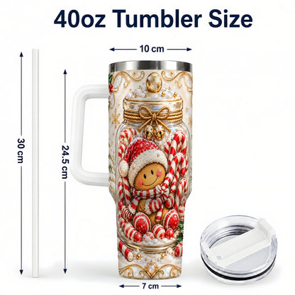 #pl[40oz|White] Gingerbread Candy Jar Tumbler 40oz, Christmas Stainless Steel Travel Cup