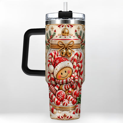 #pl[40oz|Black] Gingerbread Candy Jar Tumbler 40oz, Christmas Stainless Steel Travel Cup