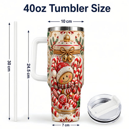#pl[40oz|White] Gingerbread Candy Jar Tumbler 40oz, Christmas Stainless Steel Travel Cup