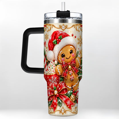 #pl[40oz|Black] Gingerbread Girl Tumbler 40oz, Christmas Stainless Steel Travel Cup