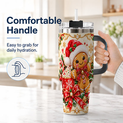 #pl[40oz|Black] Gingerbread Girl Tumbler 40oz, Christmas Stainless Steel Travel Cup