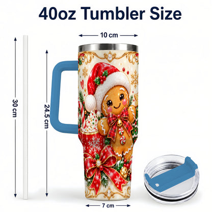 #pl[40oz|Blue] Gingerbread Girl Tumbler 40oz, Christmas Stainless Steel Travel Cup