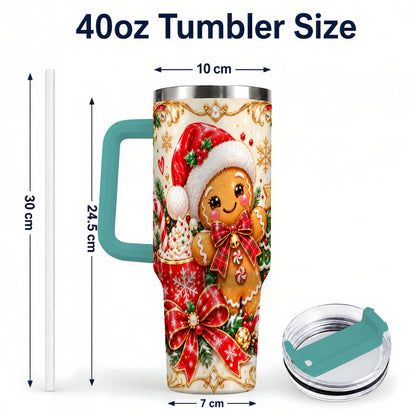 #pl[40oz|Green] Gingerbread Girl Tumbler 40oz, Christmas Stainless Steel Travel Cup