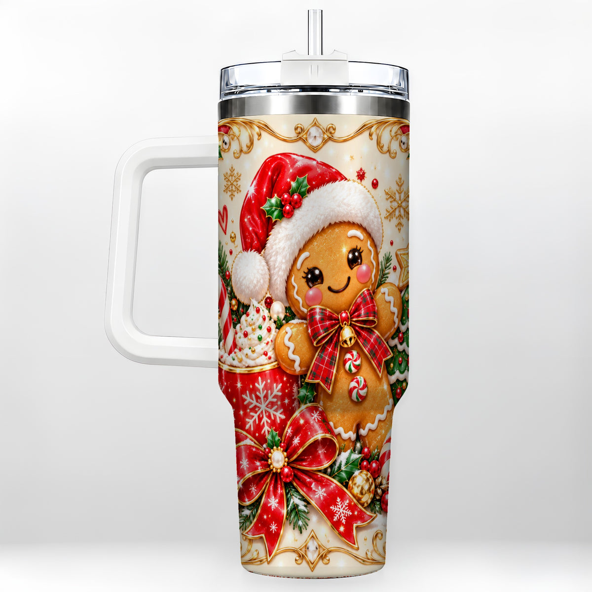 Gingerbread Girl Tumbler 40oz, Christmas Stainless Steel Travel Cup