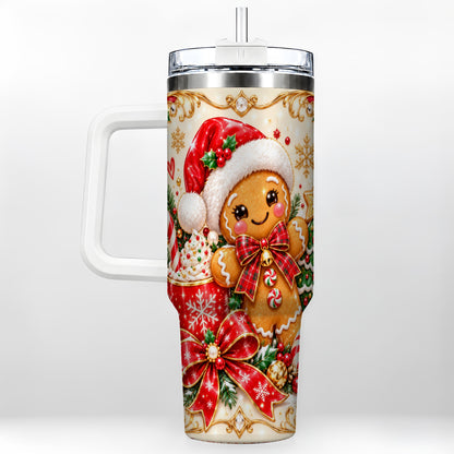 Gingerbread Girl Tumbler 40oz, Christmas Stainless Steel Travel Cup
