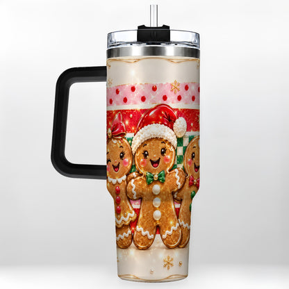 #pl[40oz|Black] Gingerbread Family 40oz Tumbler, Christmas Tumbler with Handle