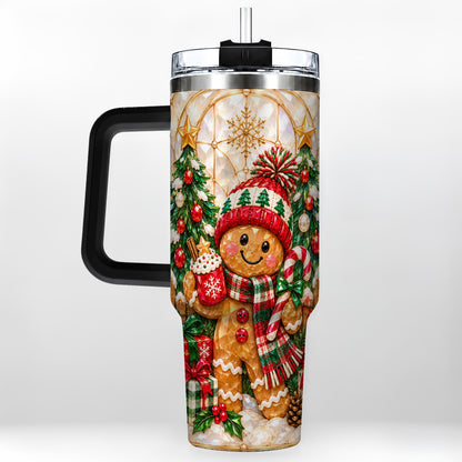 #pl[40oz|Black] Gingerbread Holiday 40oz Tumbler, Christmas Tumbler with Handle