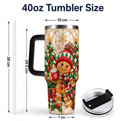 #pl[40oz|Black] Gingerbread Holiday 40oz Tumbler, Christmas Tumbler with Handle