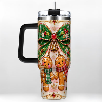 #pl[40oz|Black] Couple Tumbler 40oz, Gingerbread Tumbler, Stainless Steel Travel Cup