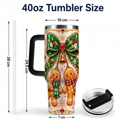 #pl[40oz|Black] Couple Tumbler 40oz, Gingerbread Tumbler, Stainless Steel Travel Cup
