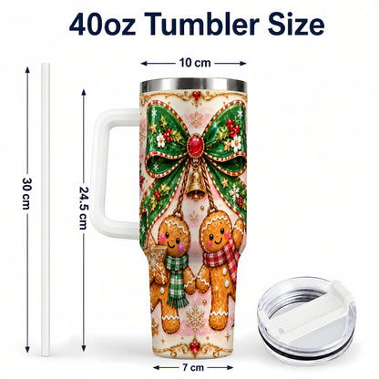 #pl[40oz|White] Couple Tumbler 40oz, Gingerbread Tumbler, Stainless Steel Travel Cup