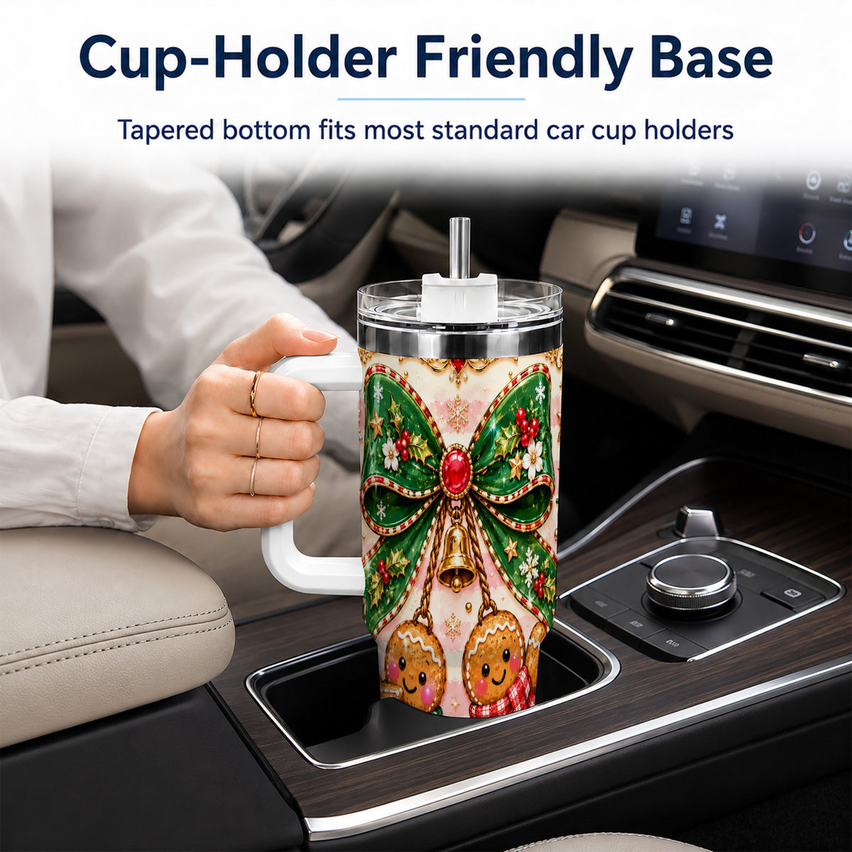 Couple Tumbler 40oz, Gingerbread Tumbler, Stainless Steel Travel Cup