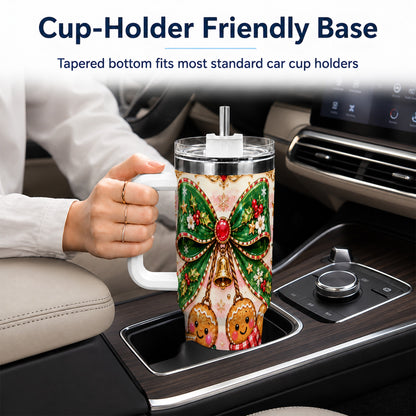 Couple Tumbler 40oz, Gingerbread Tumbler, Stainless Steel Travel Cup