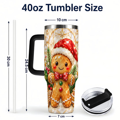 #pl[40oz|Black] Santa Tumbler 40oz, Gingerbread Tumbler, Stainless Steel Travel Cup