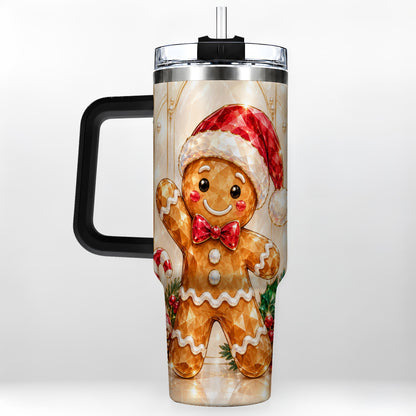 #pl[40oz|Black] Candy Cane Tumbler 40oz, Gingerbread Tumbler, Stainless Steel Travel Cup