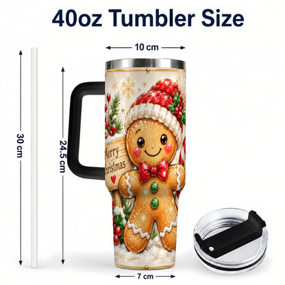 #pl[40oz|Black] Gingerbread Christmas 40oz Tumbler, Holiday Stainless Steel Travel Cup