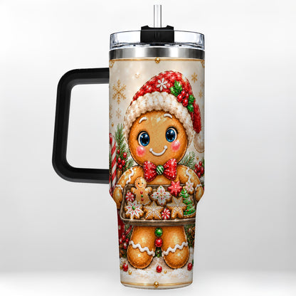 #pl[40oz|Black] Gingerbread Baker 40oz Tumbler, Christmas Stainless Steel Travel Cup