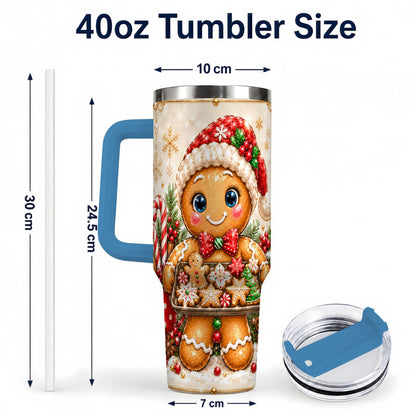 #pl[40oz|Blue] Gingerbread Baker 40oz Tumbler, Christmas Stainless Steel Travel Cup