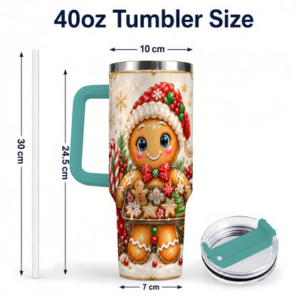 #pl[40oz|Green] Gingerbread Baker 40oz Tumbler, Christmas Stainless Steel Travel Cup