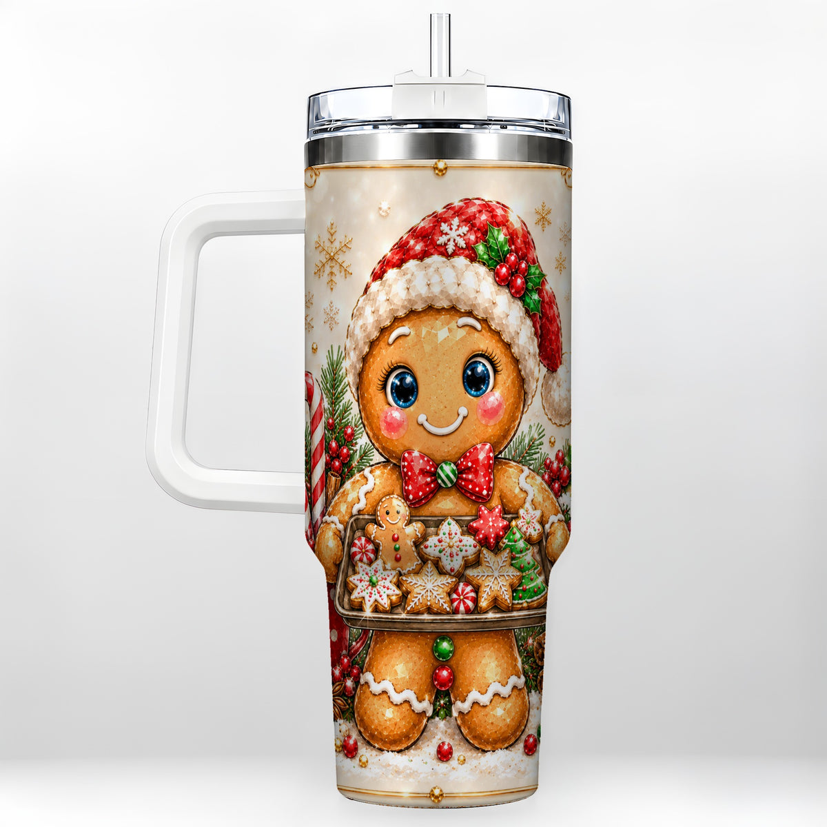 Gingerbread Baker 40oz Tumbler, Christmas Stainless Steel Travel Cup
