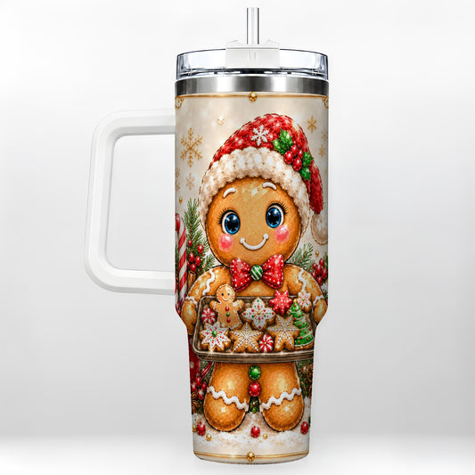 Gingerbread Baker 40oz Tumbler, Christmas Stainless Steel Travel Cup