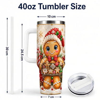#pl[40oz|White] Gingerbread Baker 40oz Tumbler, Christmas Stainless Steel Travel Cup