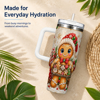 Gingerbread Baker 40oz Tumbler, Christmas Stainless Steel Travel Cup