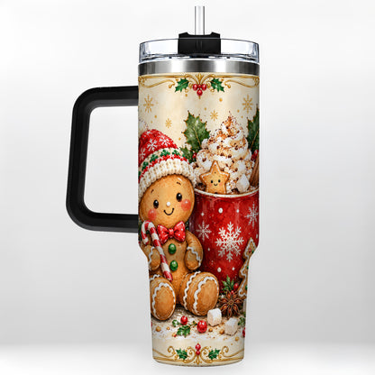 #pl[40oz|Black] Gingerbread Cocoa 40oz Tumbler, Christmas Stainless Steel Travel Cup