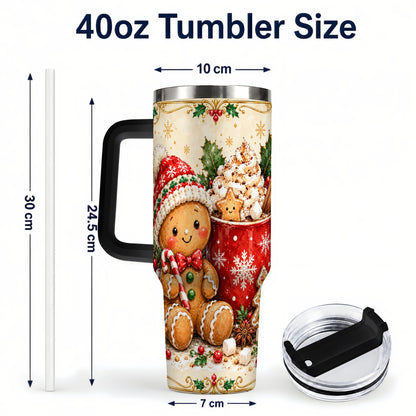 #pl[40oz|Black] Gingerbread Cocoa 40oz Tumbler, Christmas Stainless Steel Travel Cup