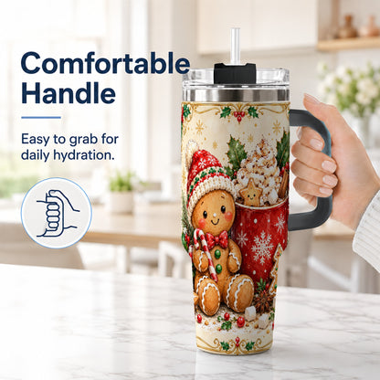 #pl[40oz|Black] Gingerbread Cocoa 40oz Tumbler, Christmas Stainless Steel Travel Cup