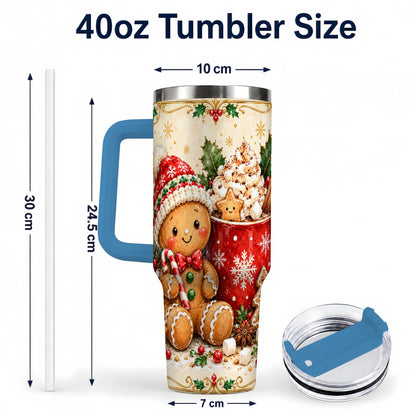 #pl[40oz|Blue] Gingerbread Cocoa 40oz Tumbler, Christmas Stainless Steel Travel Cup