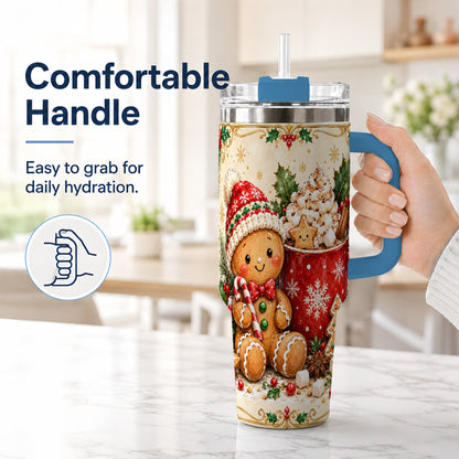 #pl[40oz|Blue] Gingerbread Cocoa 40oz Tumbler, Christmas Stainless Steel Travel Cup