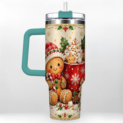 #pl[40oz|Green] Gingerbread Cocoa 40oz Tumbler, Christmas Stainless Steel Travel Cup