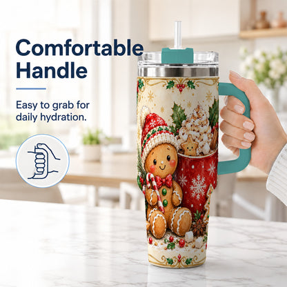 #pl[40oz|Green] Gingerbread Cocoa 40oz Tumbler, Christmas Stainless Steel Travel Cup