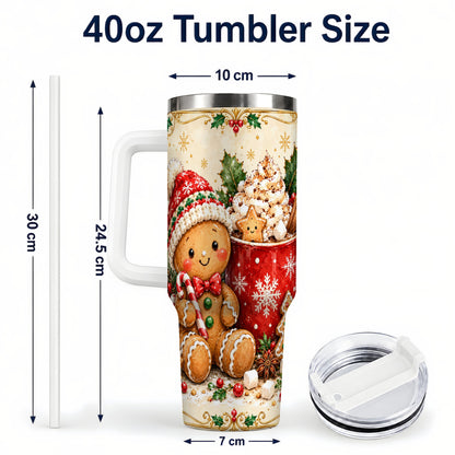 #pl[40oz|White] Gingerbread Cocoa 40oz Tumbler, Christmas Stainless Steel Travel Cup
